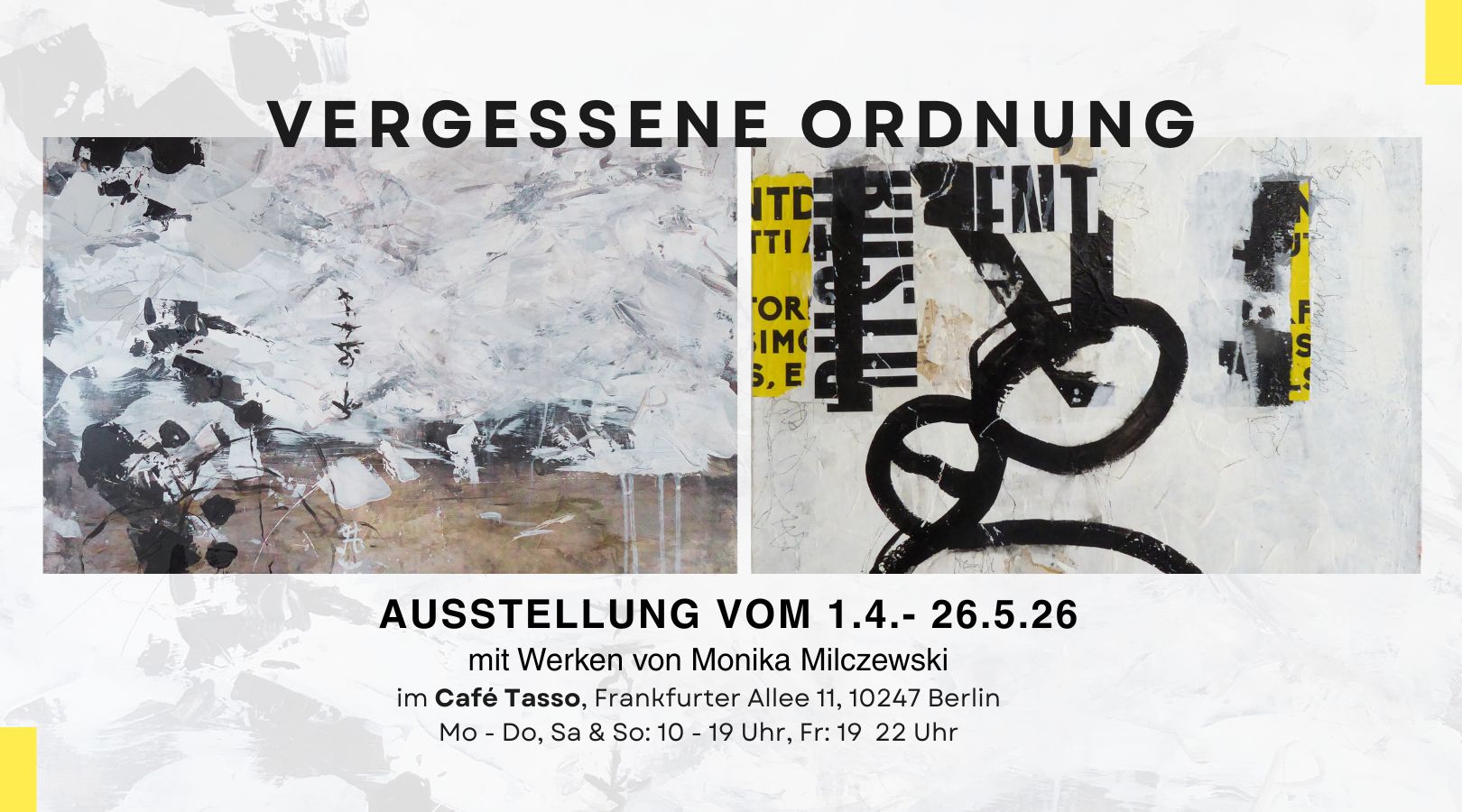 Caf&eacute; Tasso Berlin, Monika Milczewski stellt abstrakte Kunst aus